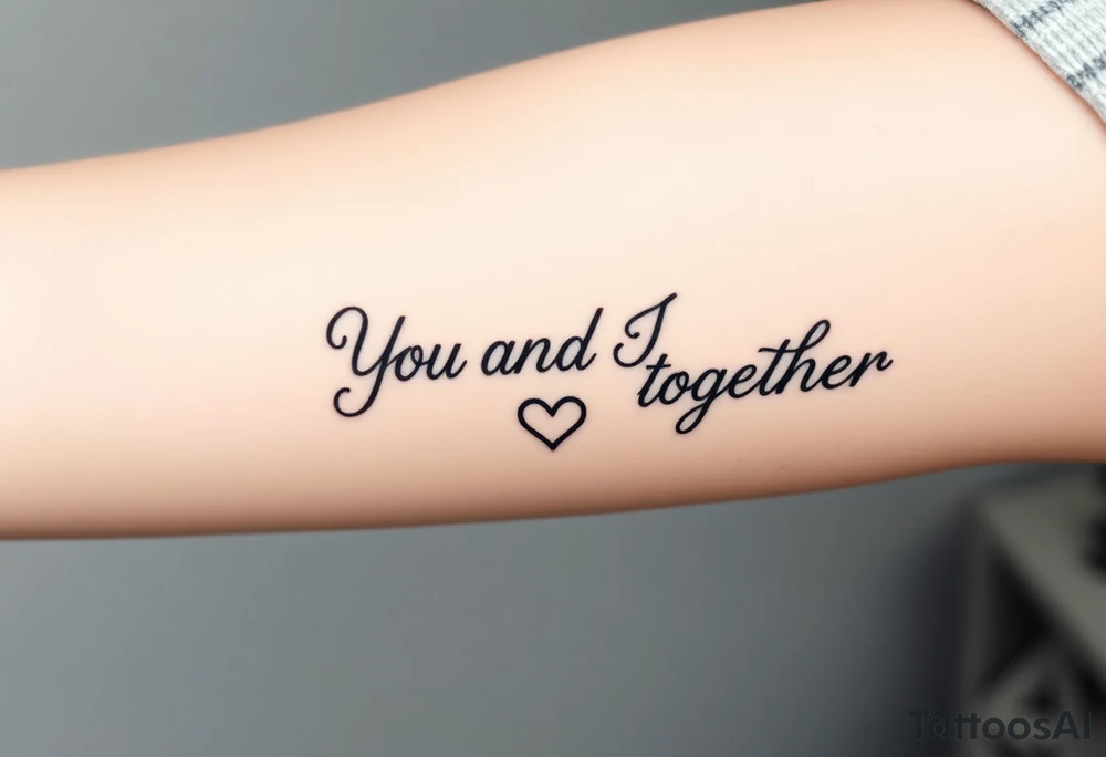 "You and I Together" with a cross and a heart tattoo idea