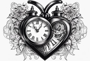 Heart with clock hands on 8 and 5 tattoo idea