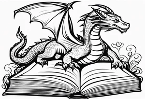 Open book, coming to life, whimsical, dragons tattoo idea