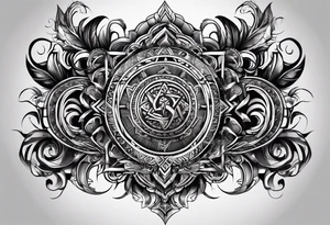 right chest and right shoulder tattoo combined with a tribal design with tamil ancient hindu element.  for a man, no pictures of god or faces. tattoo idea