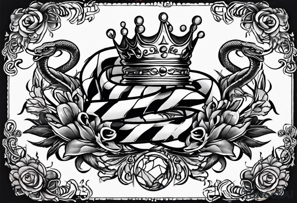 crown transforming into snakes tattoo idea