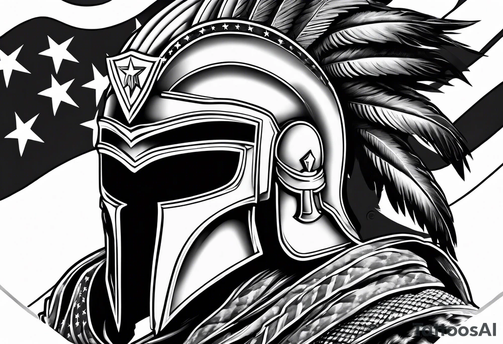 spartan helmet with American flag and eagle
background tattoo idea