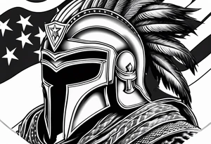spartan helmet with American flag and eagle 
background tattoo idea