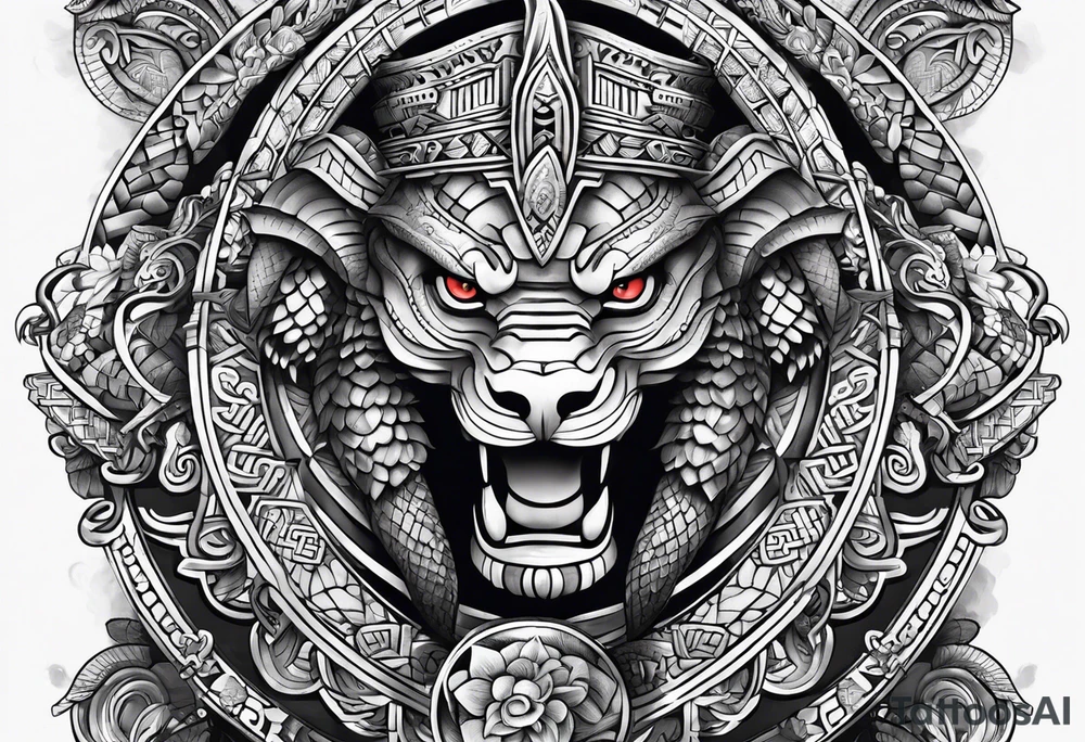 aztec snake sleeve tattoo idea