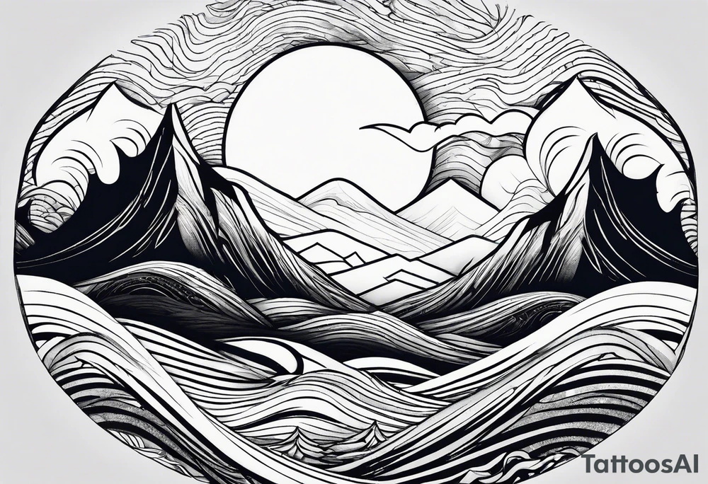 mountain and wave tattoo idea