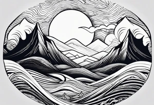 mountain and wave tattoo idea