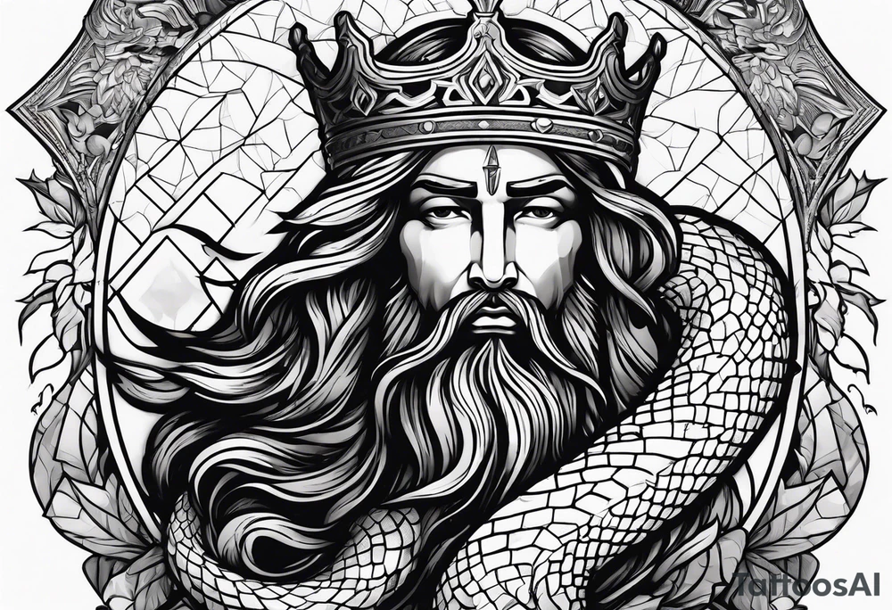 Almighty powerful King Jesus battling the Serpent tattoo idea