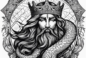 Almighty powerful King Jesus battling the Serpent tattoo idea