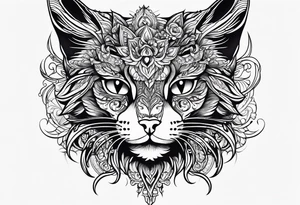 cat, love, angel, demon, peace tattoo idea
