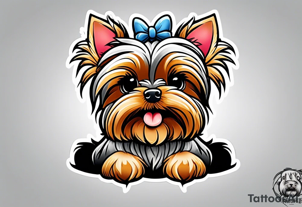 cartoon yorkie in style of disney tattoo idea