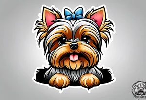 cartoon yorkie in style of disney tattoo idea