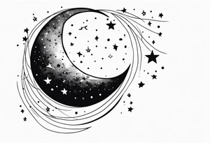 moon with cloud raining stars tattoo idea