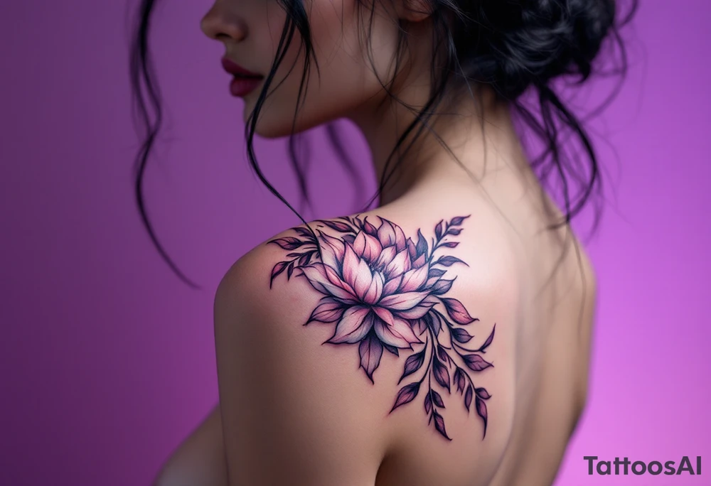 Glamour shot in black and white with a soft purple gradient behind her head. tattoo idea