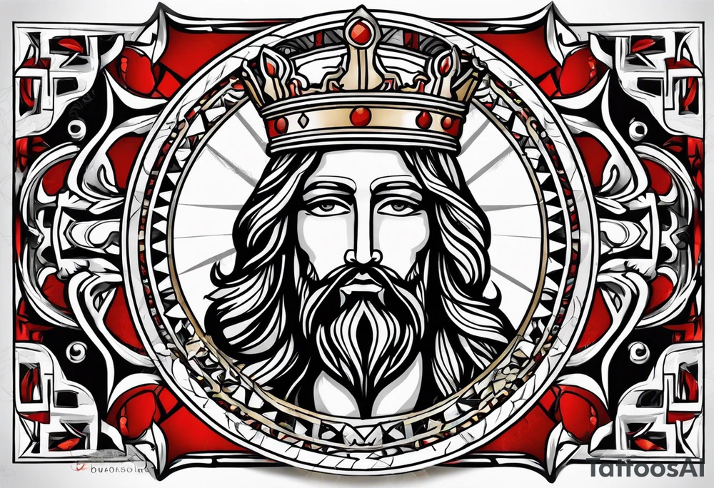 king jesus vintage design traditonal 
within boarder tattoo idea