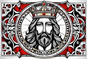 king jesus vintage design traditonal 
within boarder tattoo idea