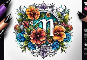 Gemini sign with flowers tattoo idea