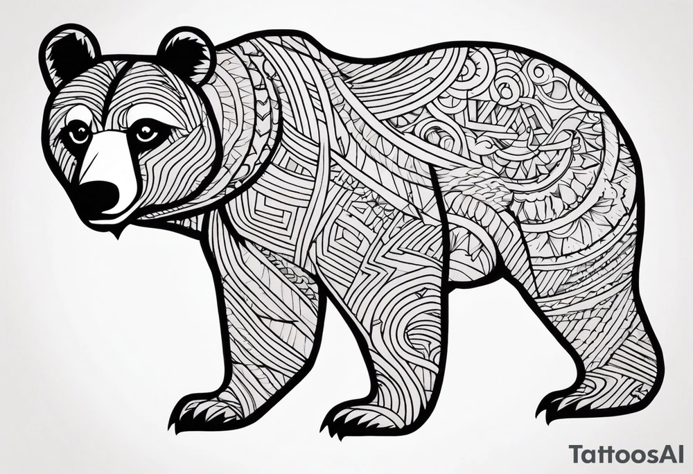 traditional style grizzle bear tattoo idea