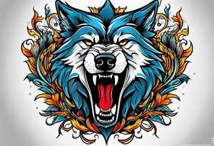 a wolf roaring tattoo idea