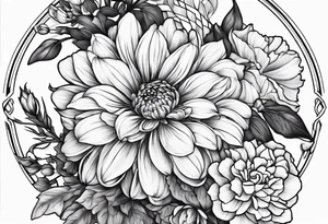 Chrysanthemums, Rose, Gladiolus tattoo idea