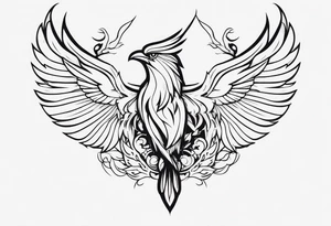 Phoenix with Raven and Tiger on left side and deer and owl on right tattoo idea