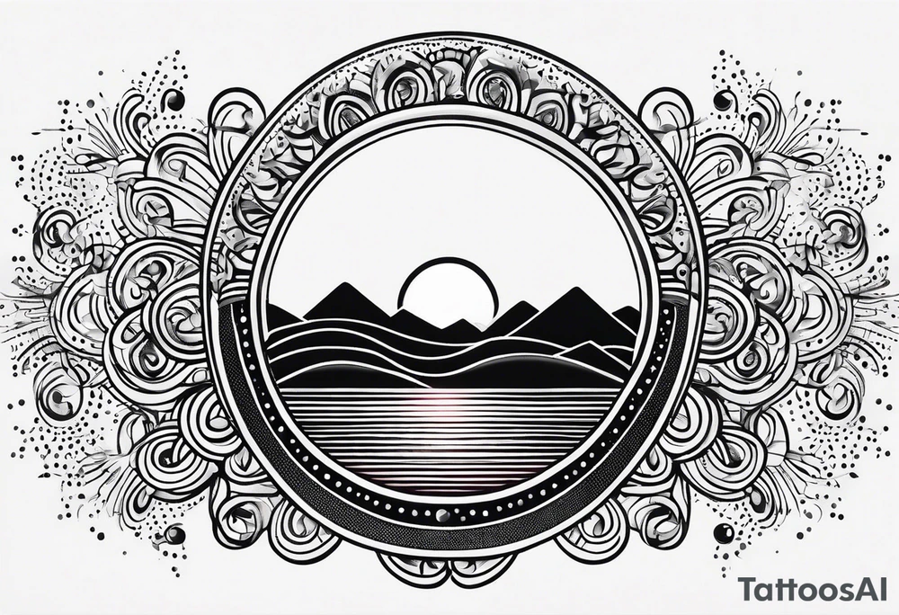 simple sun made of black dots and circles tattoo idea