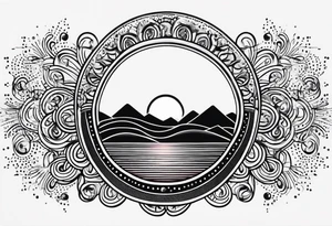 simple sun made of black dots and circles tattoo idea