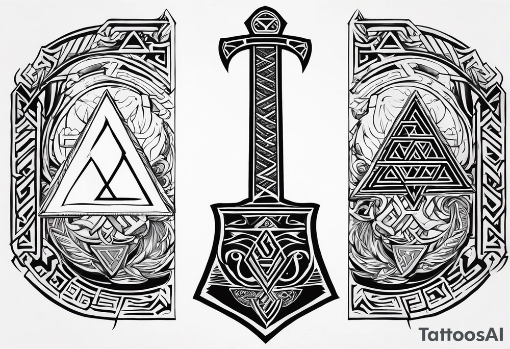 Valhalla 
valknut sword axe tattoo idea