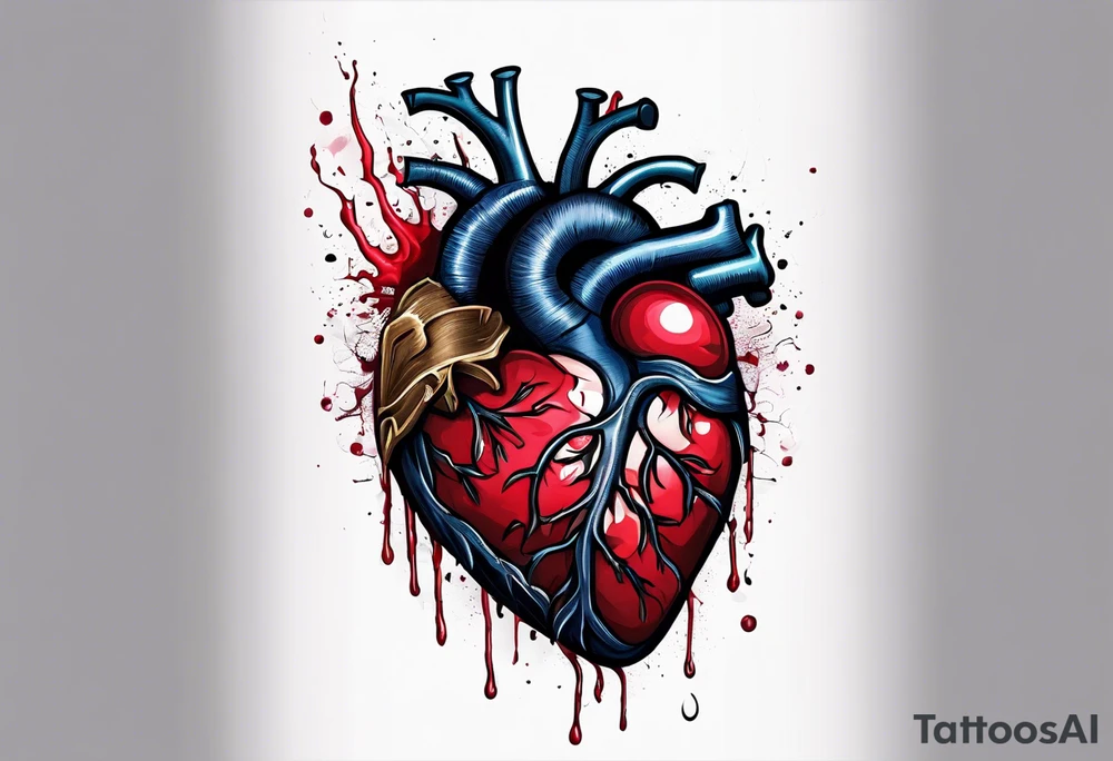 Anatomical Heart, bleeding, stitched tattoo idea