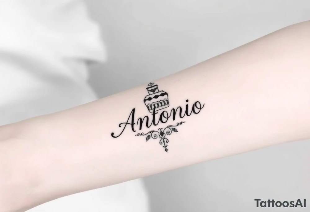 Make me a tattoo design with my husbands name Antonio stacking up and down tattoo idea