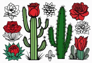 red rose, Mexican hat,  cactus, no skeleton tattoo idea