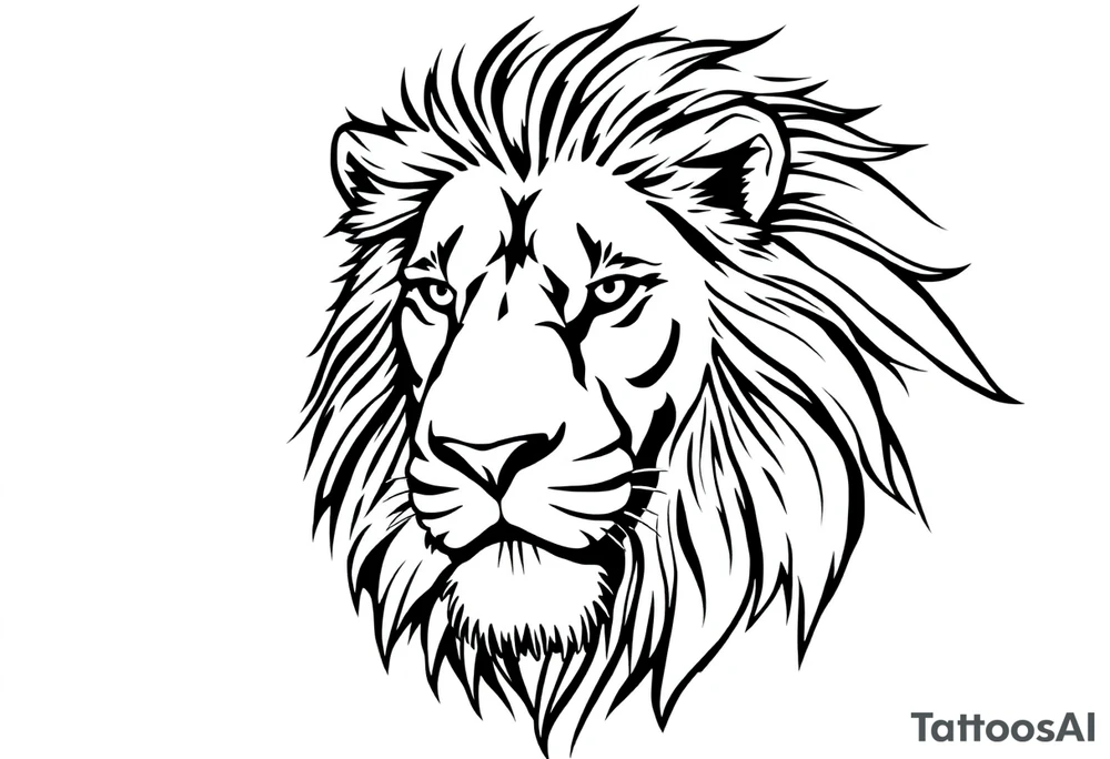 powerful majestic lion, close-up tattoo idea