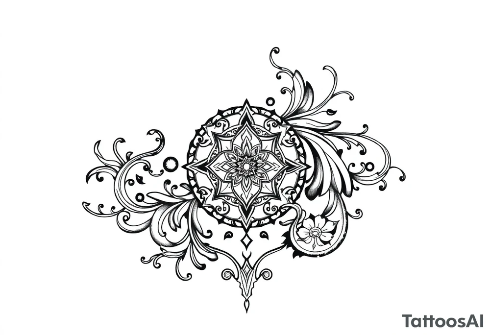 mytical shaman style ornametn with ancient rhyme tattoo idea