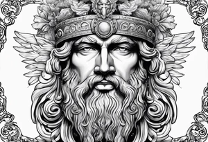 Design Roman god Janus with two faces and in full length. tattoo idea