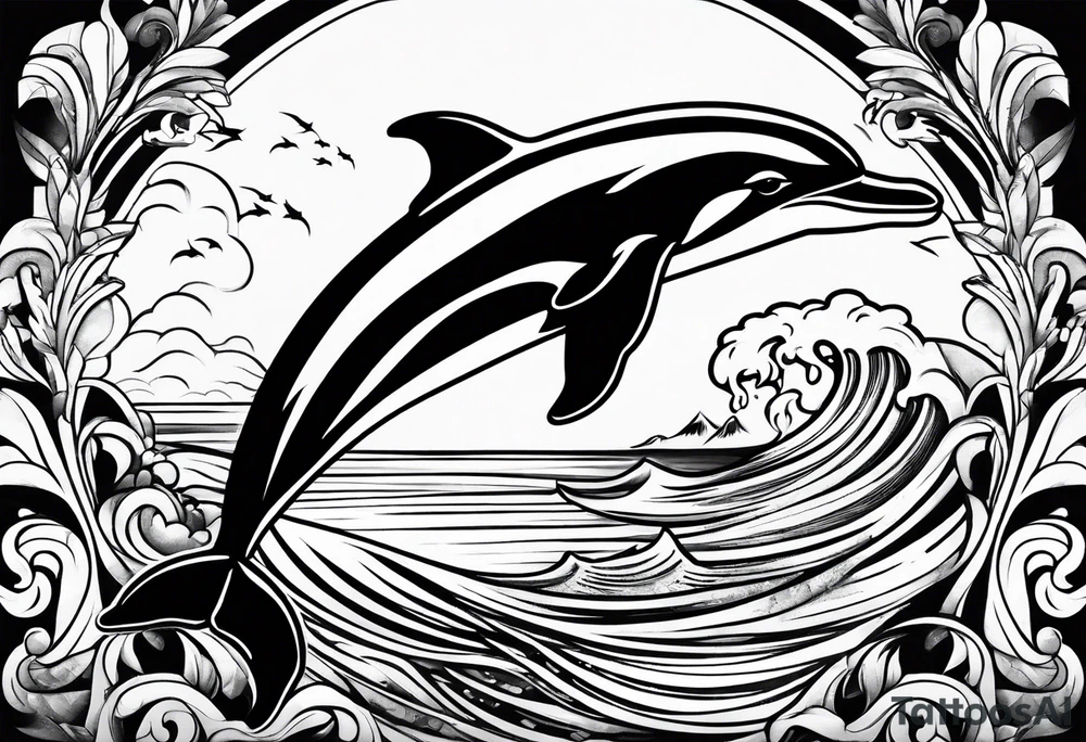simple dolphin representing victory tattoo idea