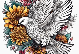 Chrysanthemum and dove tattoo idea