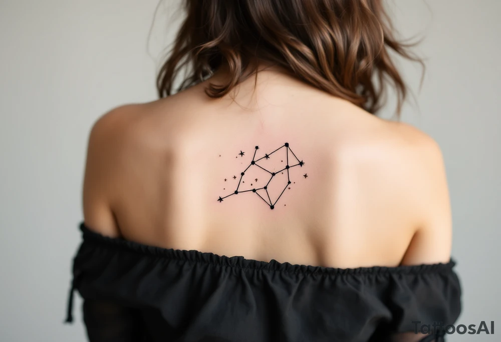 A minimalist Capricorn constellation in fine black lines, accented with tiny gold stars for a touch of elegance. tattoo idea