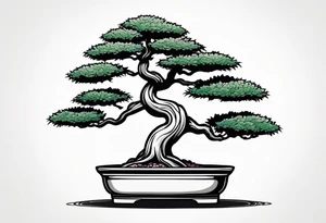 bonsai tree with one side that has more foliage than the other. Mean to fit under an arm on a rib cage. tattoo idea