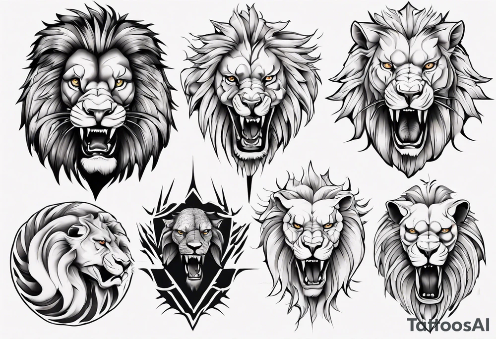 predatory lion tattoo idea