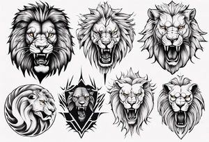 predatory lion tattoo idea