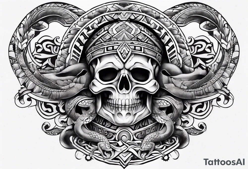 aztec snake sleeve tattoo idea