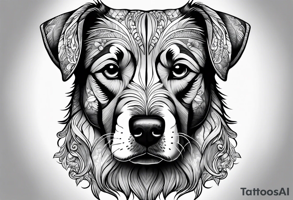 Dog with theee heads tattoo idea