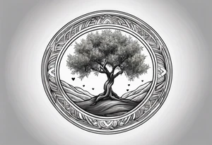 Olive tree with a heart in the middle tattoo idea