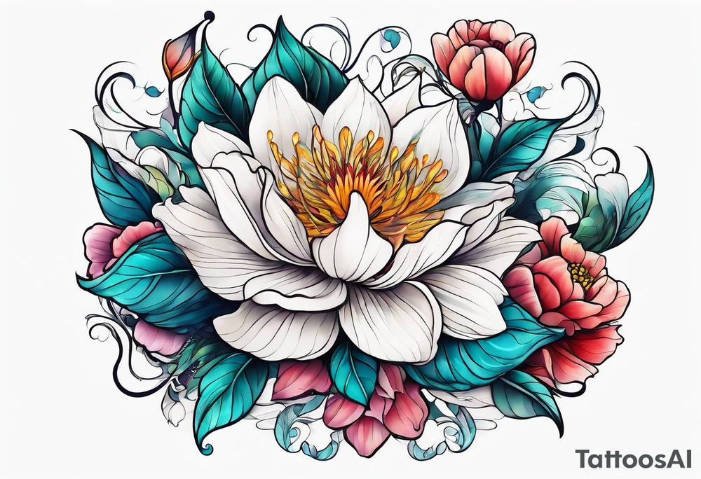 sea, flower tattoo idea