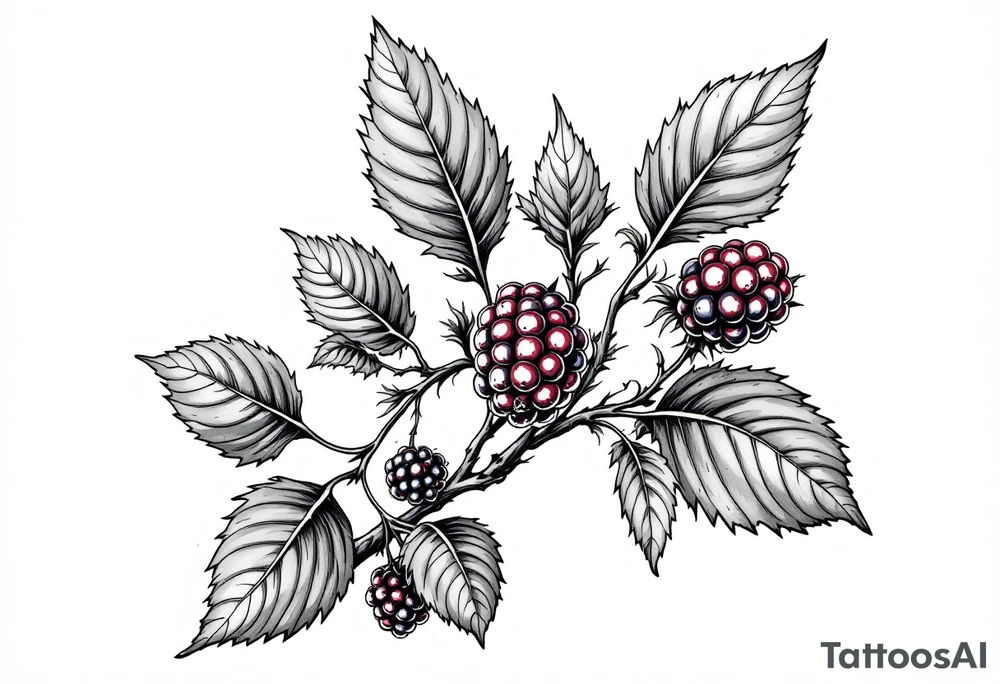 American traditional blackberry vine with leaves tattoo idea