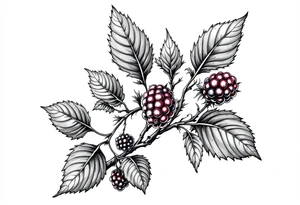 American traditional blackberry vine with leaves tattoo idea