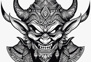 korean goblin mask with sharp teeth tattoo idea