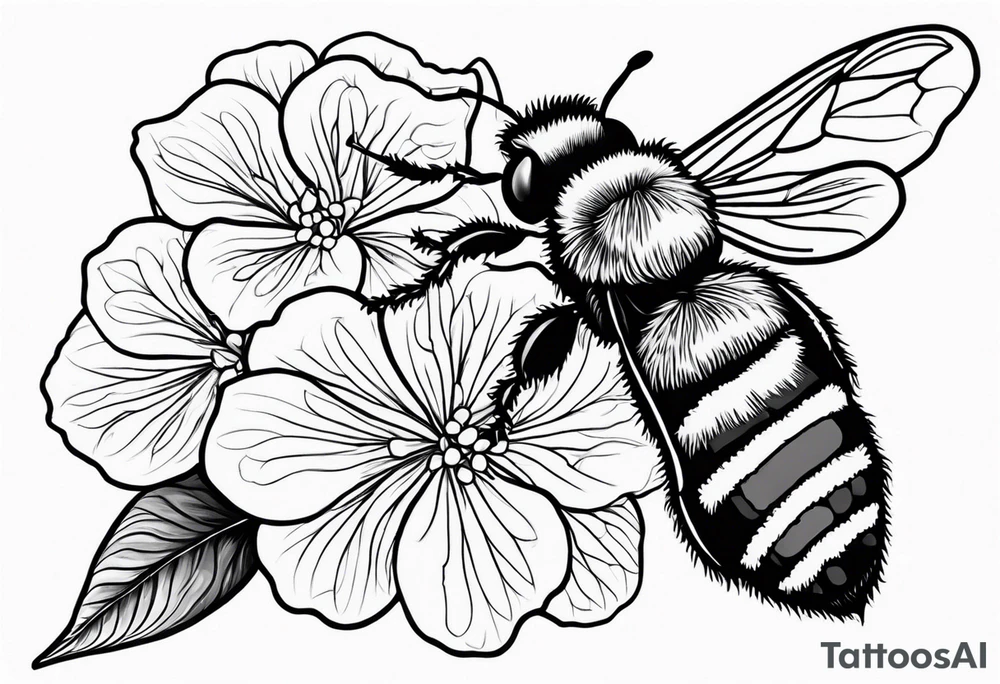 Hydrangea flower with a small bee tattoo idea