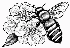 Hydrangea flower with a small bee tattoo idea