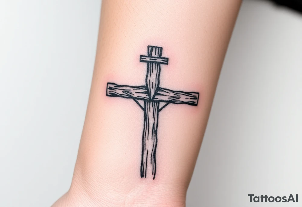 a wooden 12kv pole. Make the pole a cross that has a hidden resemblance to god. tattoo idea