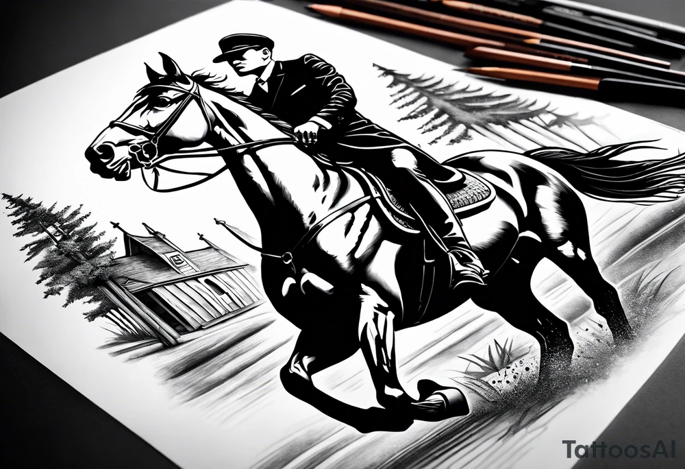 Badass Tommy Shelby riding horse tattoo idea